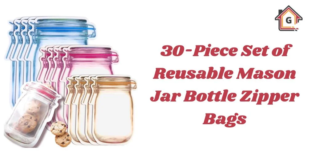 30-Piece Set of Reusable Mason Jar Bottle Zipper Bags
