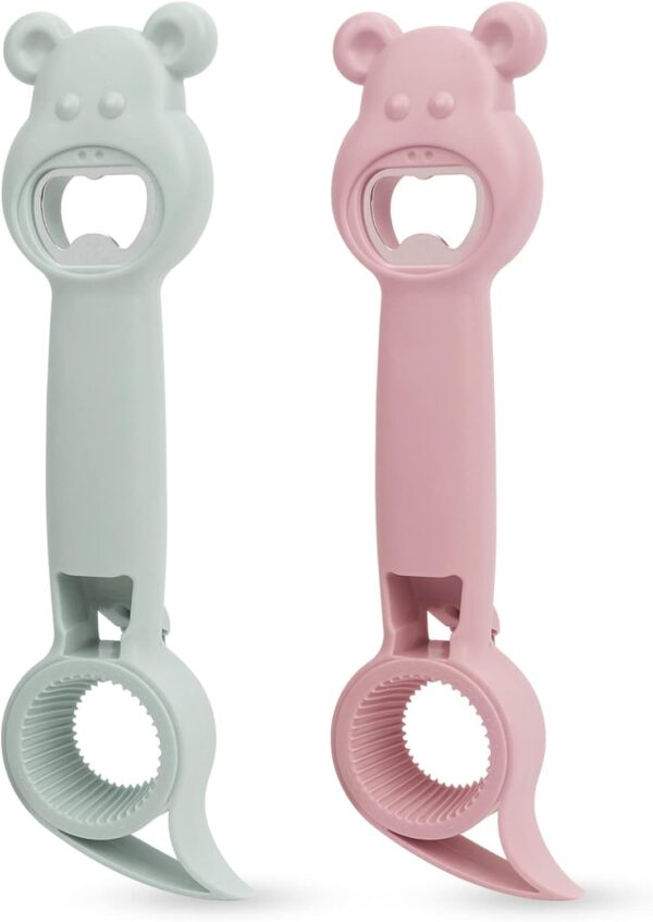 Cute Beer Bottle Opener 2 Pack Multifunction Bear-shaped 4 in 1 Bottle Opener Lid Opener For Arthritic Hands