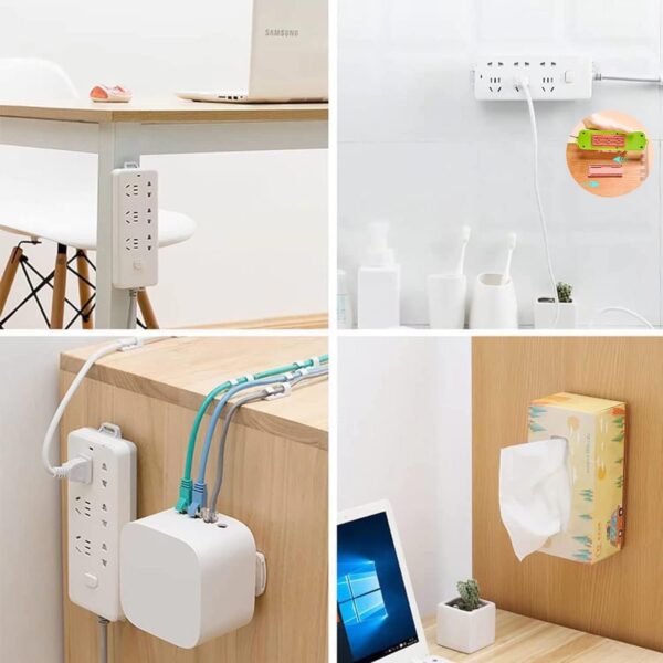 8 Pcs Power Strip Holder, Adhesive Punch-Free Socket Self Desktop Fixer, Cable Management - Image 5