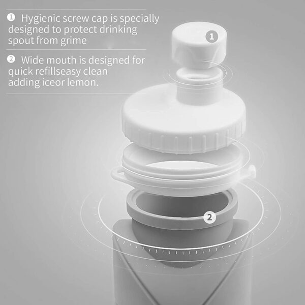 Collapsible Water Bottles Cups Leakproof Valve Reusable BPA Free Silicone Foldable Travel Water Bottle - Image 4
