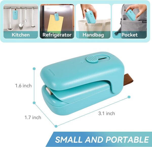 Mini Bag Sealer, 2 in 1 Handheld Heat Vacuum Sealer, Mini Chip Bag Sealer, Portable Bag Resealer Machine - Image 3