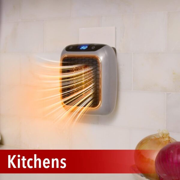 Ontel Handy Heater Turbo 800 Wall Outlet Small Space Heater with Adjustable Thermostat - Image 4