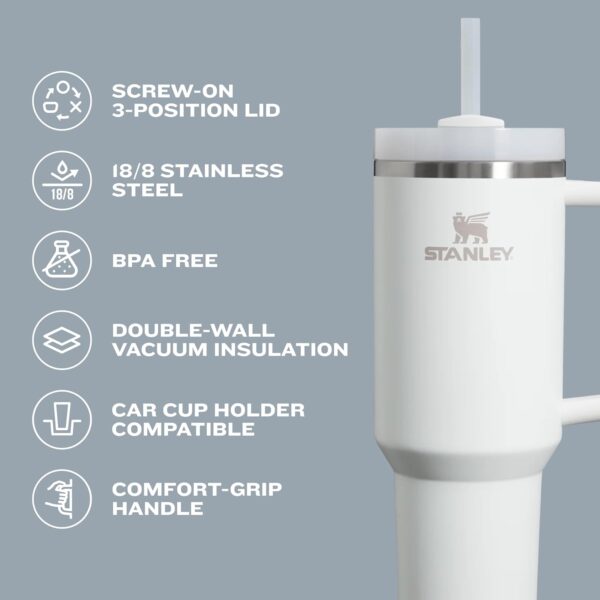 Stanley Quencher H2.0 Tumbler with Handle & Straw 30 oz | Twist On 3-Way Lid | Cupholder Compatible for Travel | Insulated Stainless Steel Cup | BPA-Free | Peony - Image 4