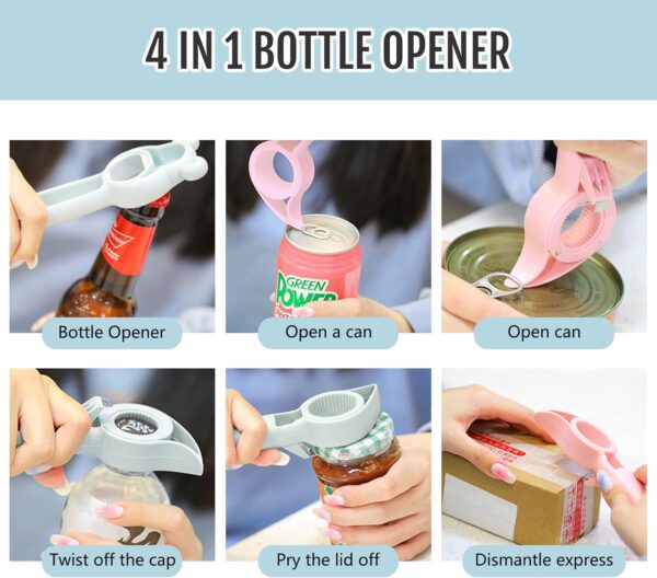 Cute Beer Bottle Opener 2 Pack Multifunction Bear-shaped 4 in 1 Bottle Opener Lid Opener For Arthritic Hands - Image 3
