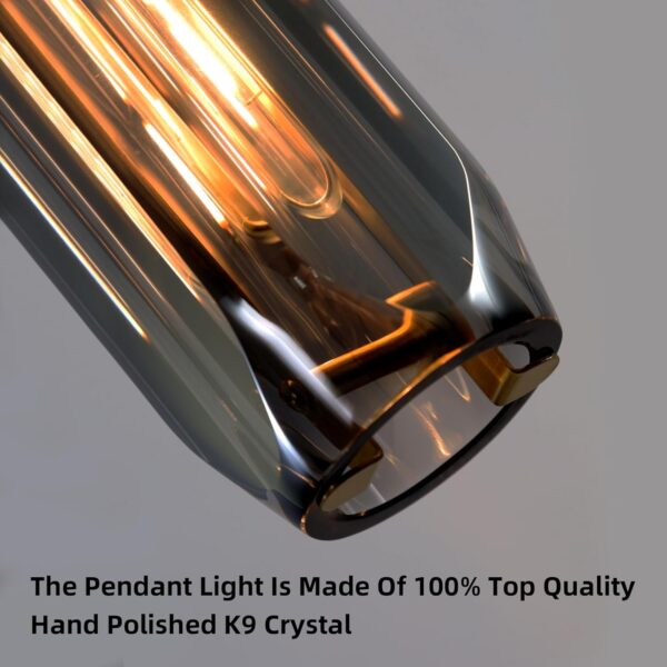 Modern Black K9 Crystal Pendant Light – 14.95" Hanging Light Fixture for Kitchen Island, Dining Room, or Bedroom - Image 6