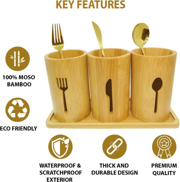 Bamboo Silverware Organizer Countertop - Image 2