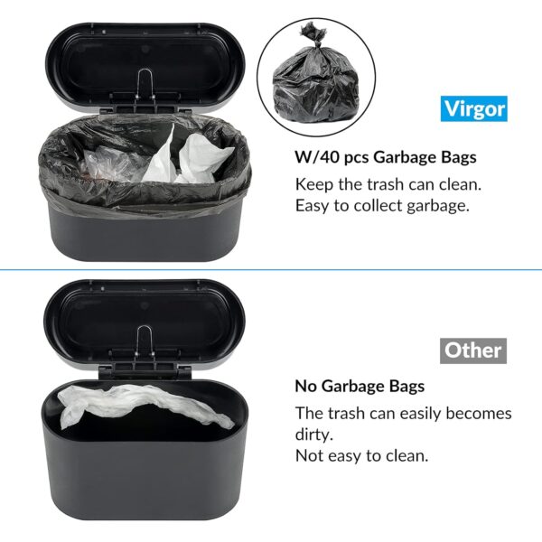 Car Trash Can with Lid,Leakproof Mini Vehicle Trash Bin with 20 Pcs Car Trash Bags - Image 5