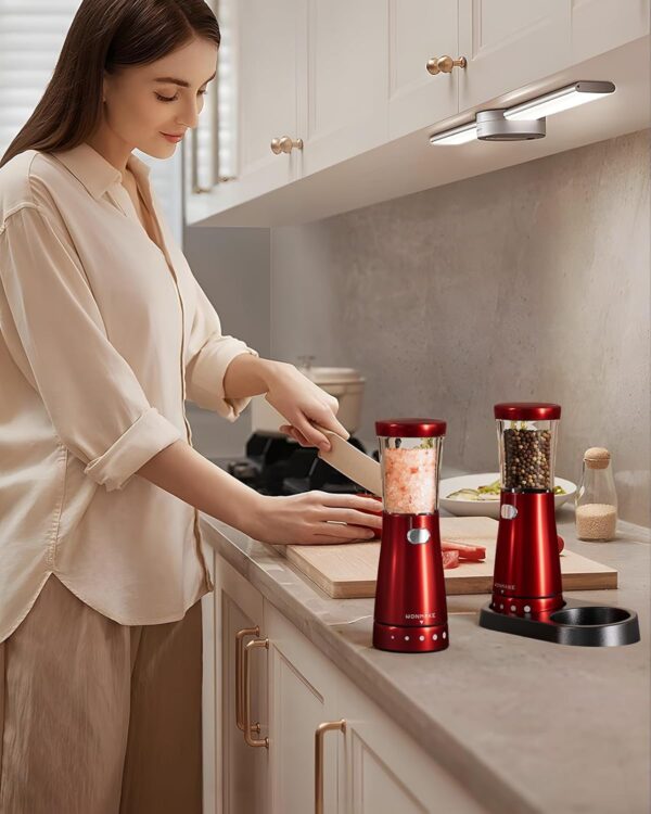 WONMAKE Electric Salt & Pepper Grinder Set – USB & LED Light, Adjustable Grind - Image 7