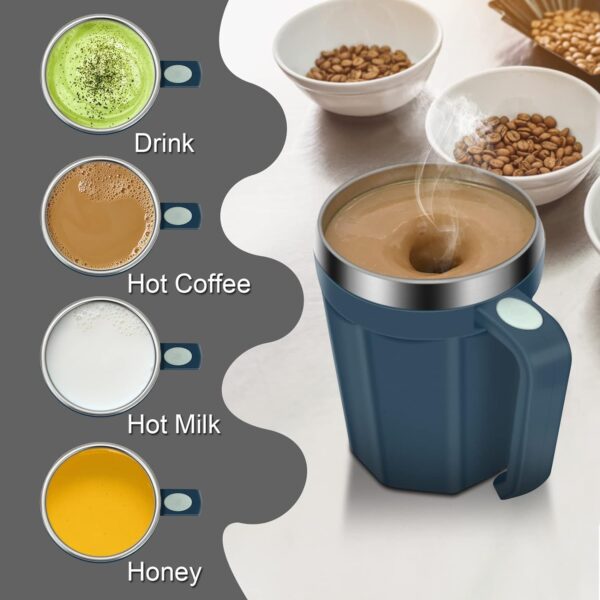 Auto Self Stirring Coffee Mug, 18 oz Automatic Magnetic Electric Mixing Cup Stainless Steel - Image 4
