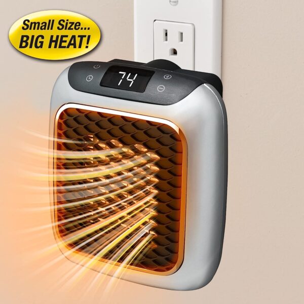 Ontel Handy Heater Turbo 800 Wall Outlet Small Space Heater with Adjustable Thermostat - Image 6