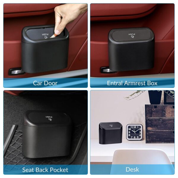 Car Trash Can with Lid,Leakproof Mini Vehicle Trash Bin with 20 Pcs Car Trash Bags - Image 6