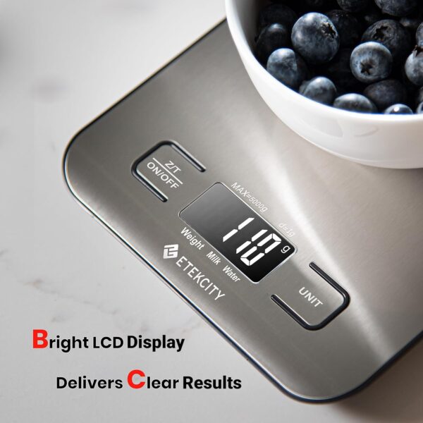Etekcity Food Kitchen Scale, Digital Grams and Ounces for Weight Loss, Baking, Cooking, Keto and Meal Prep, LCD Display, Medium, 304 Stainless Steel - Image 6