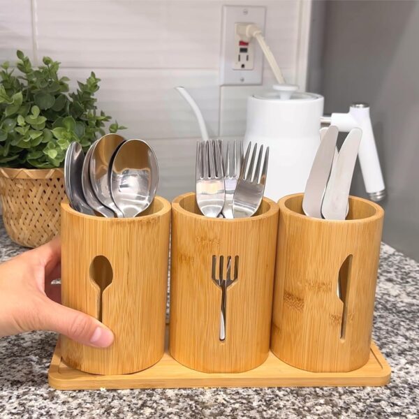 Bamboo Silverware Organizer Countertop - Image 3