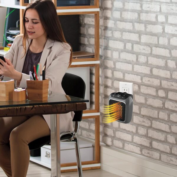Ontel Handy Heater Turbo 800 Wall Outlet Small Space Heater with Adjustable Thermostat - Image 2