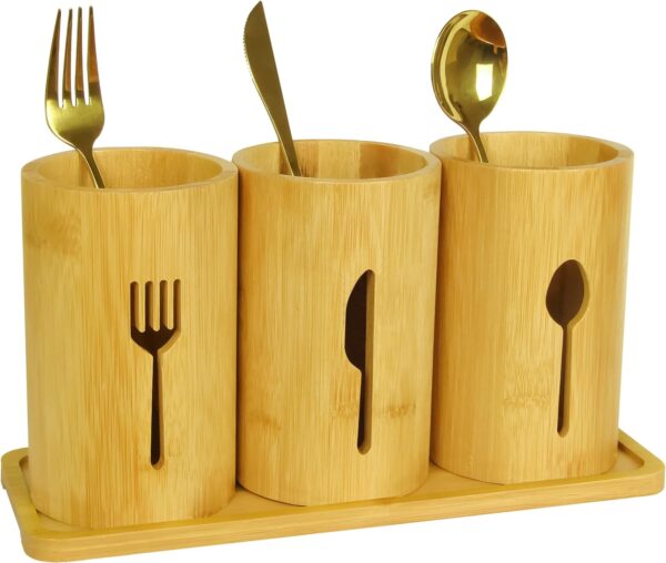 Bamboo Silverware Organizer Countertop