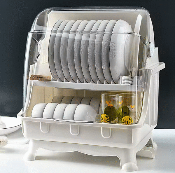 Dish Drying Rack, Dish Rack With Cover, Cutlery Dish Drainer Rack with Lid Cover